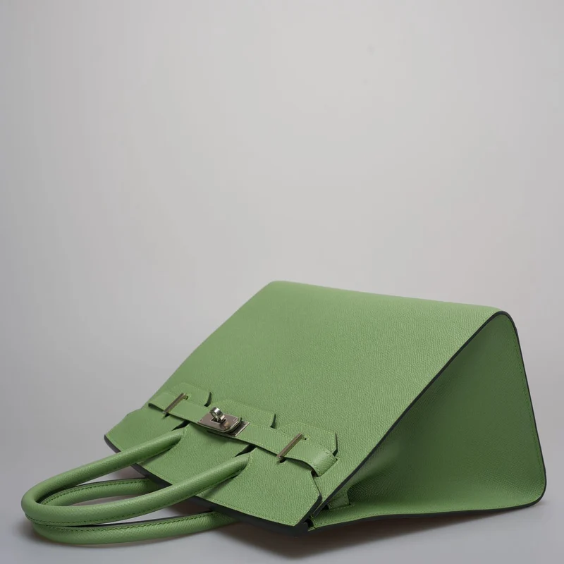Hermes Birkin 30cm Sellier Tasche aus Epsom-Leder in Vert Avocado-Grün mit Palladium-Hardware