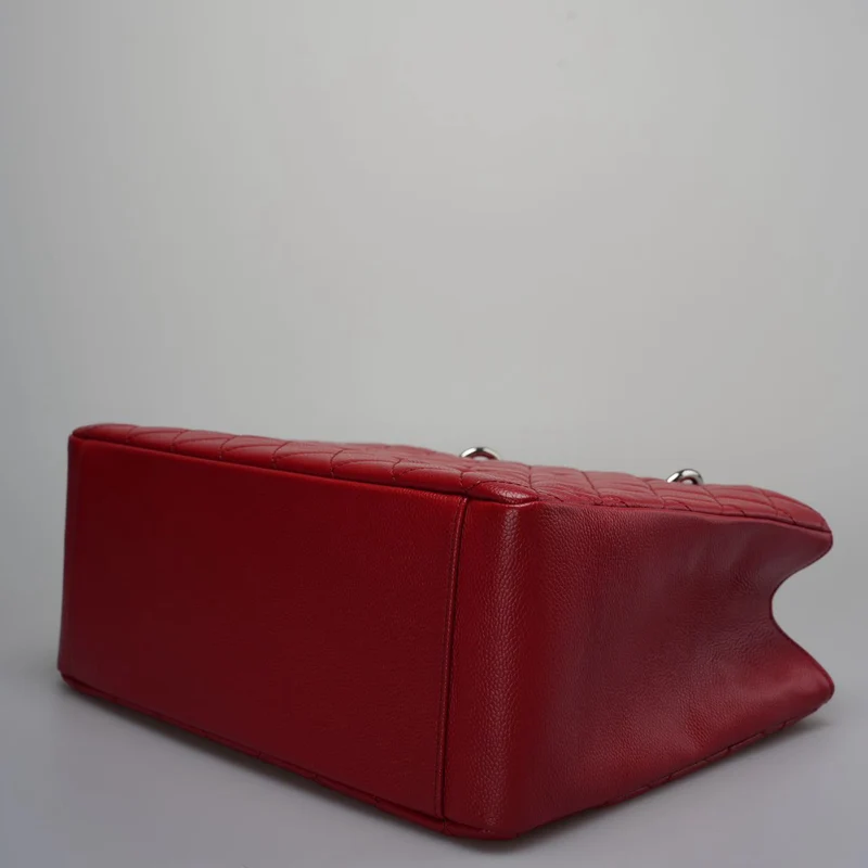 Chanel Grand Shopping Tote Rote GST-Tasche aus Kaviarleder mit silberner Hardware Medium