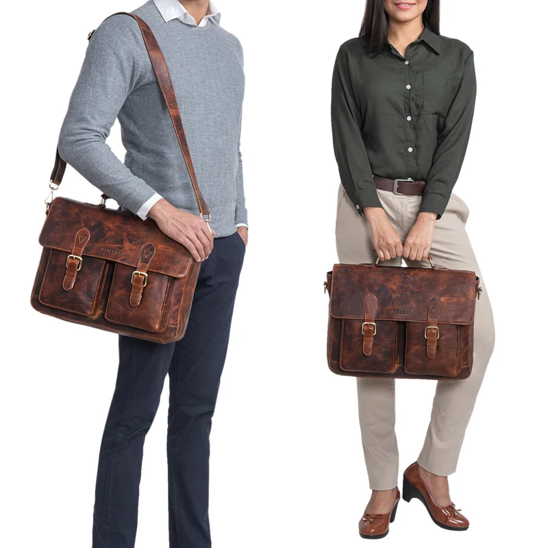 B-WARE "Owen" Laptop Aktentasche Leder
