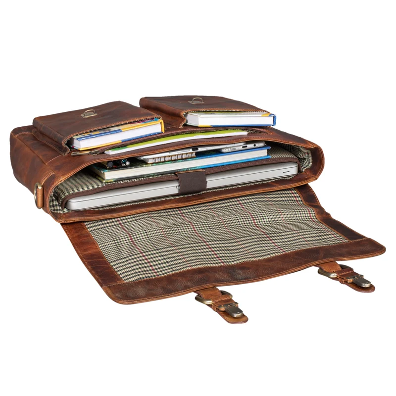 B-WARE "Owen" Laptop Aktentasche Leder