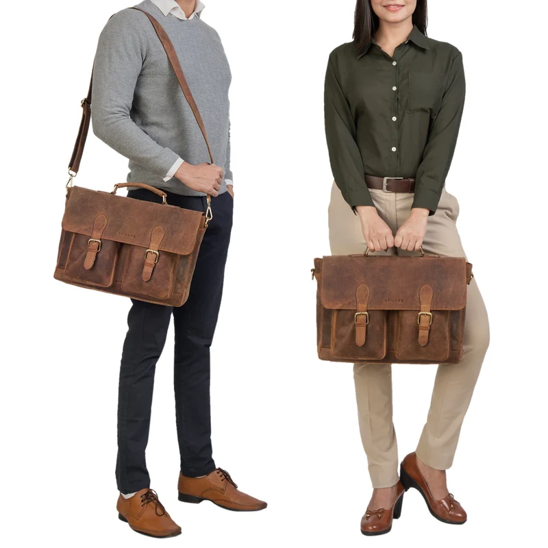 B-WARE "Owen" Laptop Aktentasche Leder