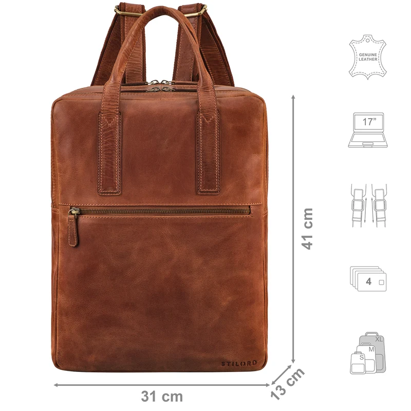 "Boris" Leder Business Rucksack mit Henkel