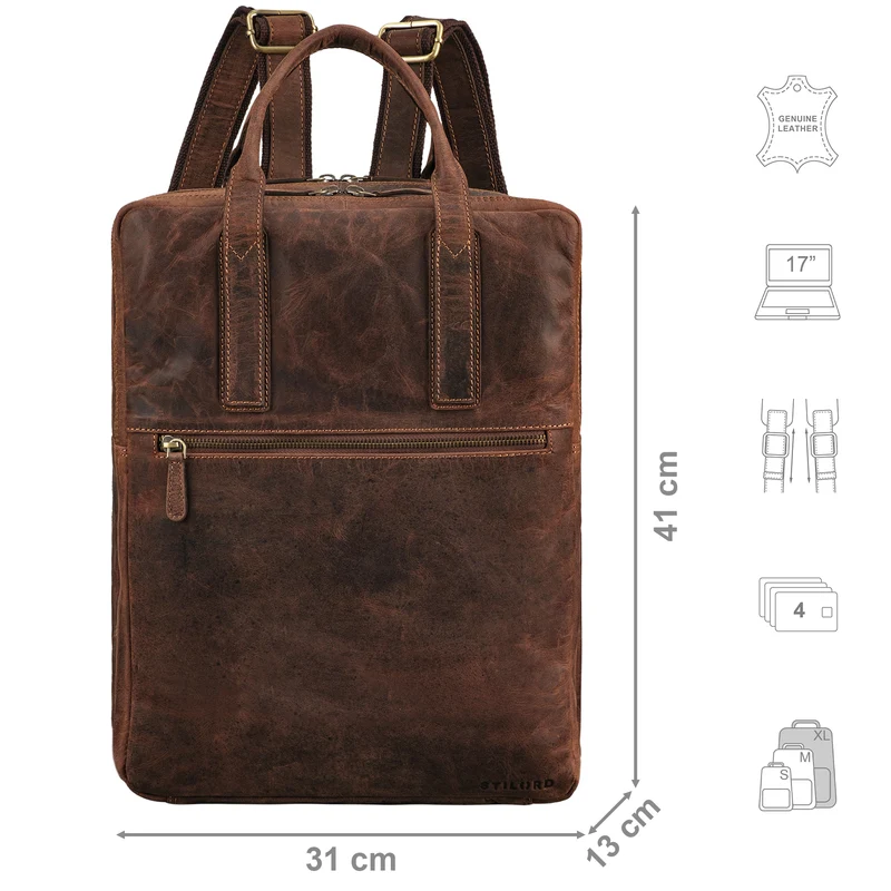 "Boris" Leder Business Rucksack mit Henkel