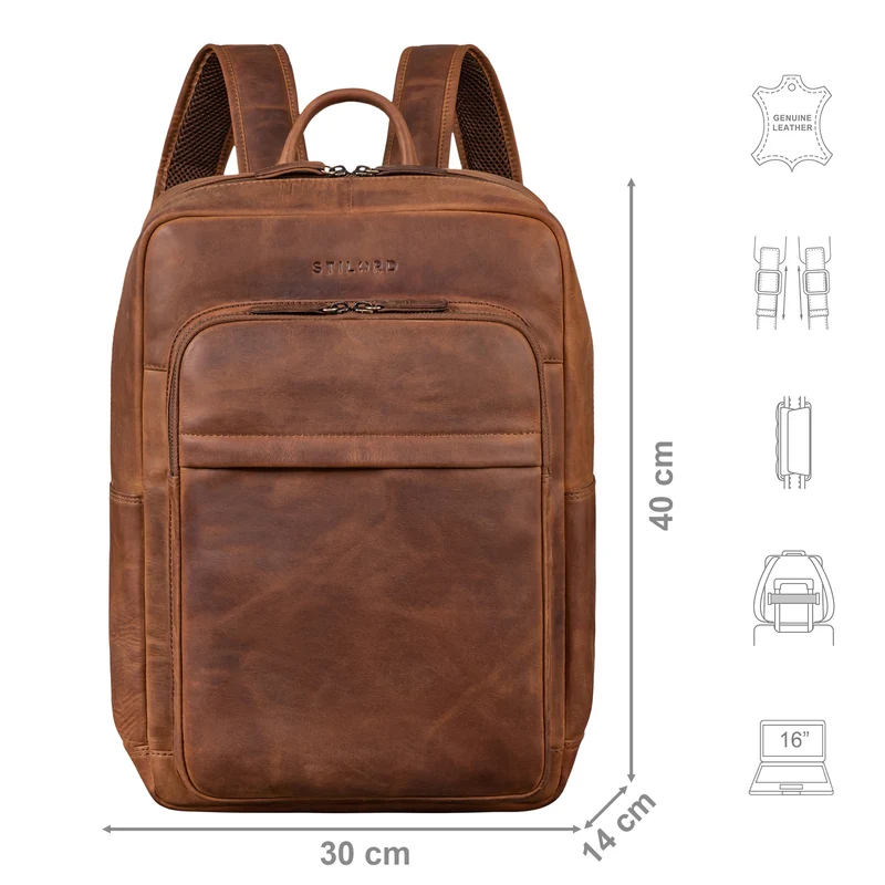 "Oliver" Business Rucksack Herren Leder Groß mit 16 Zoll Laptopfach