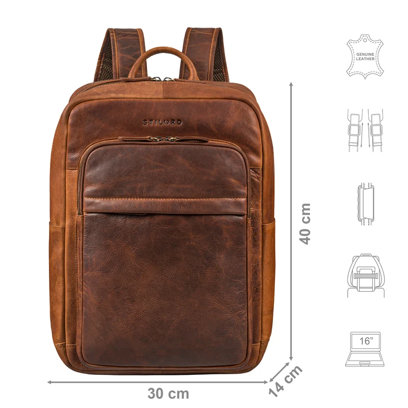 "Oliver" Business Rucksack Herren Leder Groß mit 16 Zoll Laptopfach