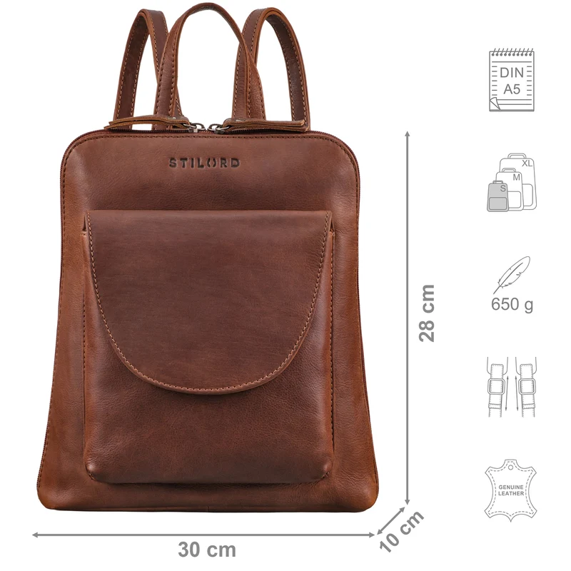 "Bernice" Eleganter Rucksack Damen Leder Tagesrucksack