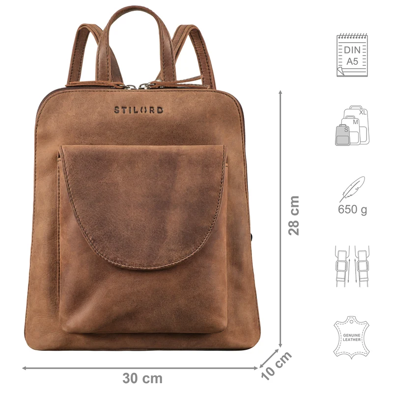 "Bernice" Eleganter Rucksack Damen Leder Tagesrucksack