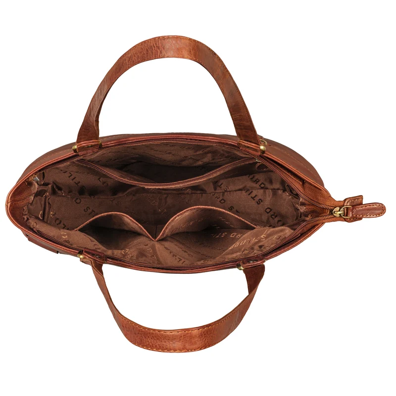 "Phoebe" Vintage Leder Shopper Damen Geflochten mit langen Henkeln