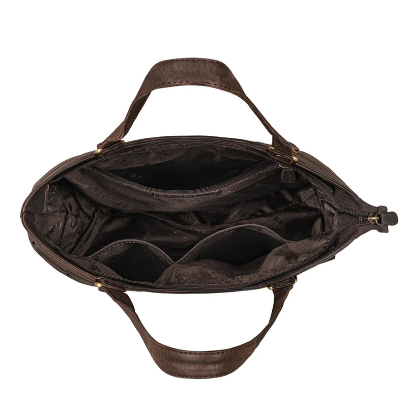 "Phoebe" Vintage Leder Shopper Damen Geflochten mit langen Henkeln