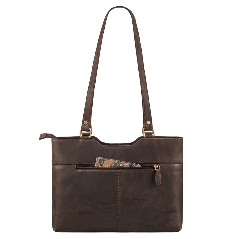 "Phoebe" Vintage Leder Shopper Damen Geflochten mit langen Henkeln