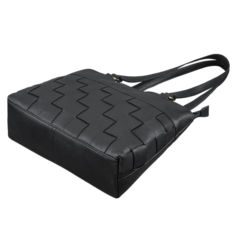 "Phoebe" Vintage Leder Shopper Damen Geflochten mit langen Henkeln