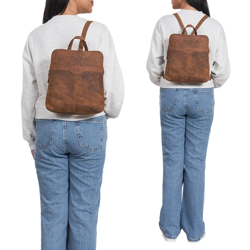 "Heidi" Eleganter Lederrucksack Damen Echtleder klein diebstahlsicher