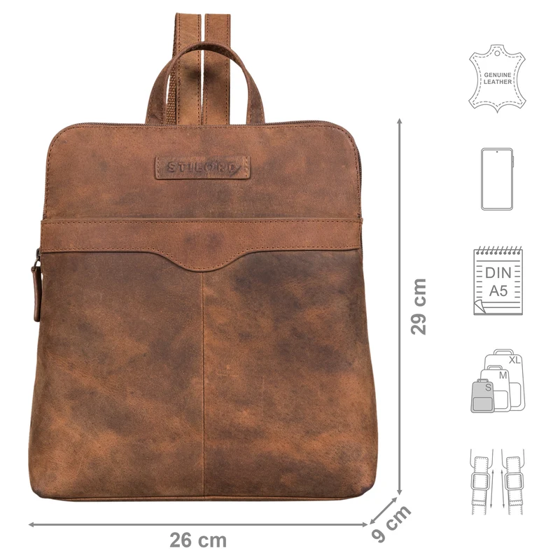"Heidi" Eleganter Lederrucksack Damen Echtleder klein diebstahlsicher
