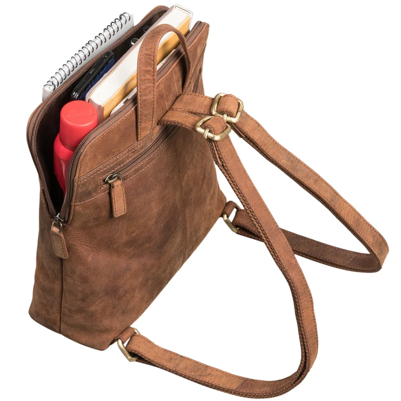 "Heidi" Eleganter Lederrucksack Damen Echtleder klein diebstahlsicher