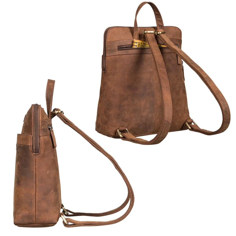 "Heidi" Eleganter Lederrucksack Damen Echtleder klein diebstahlsicher