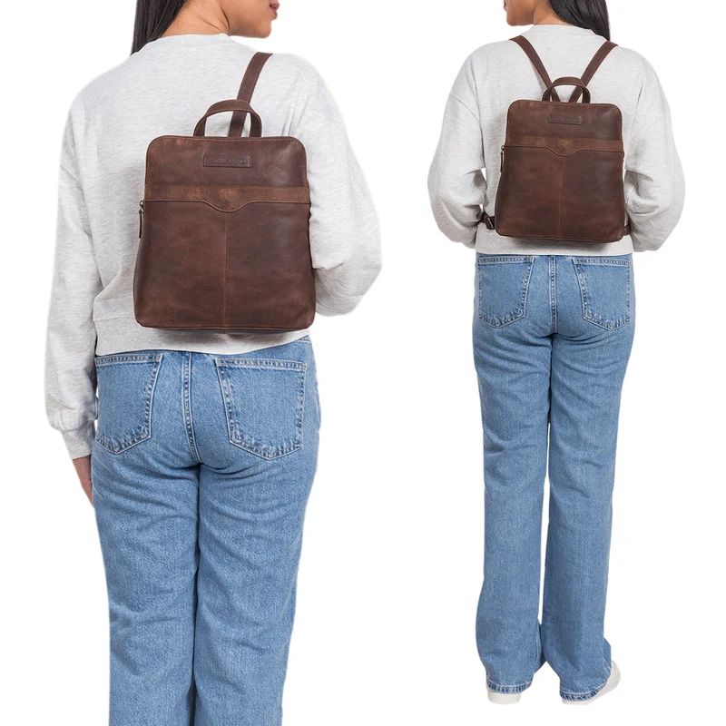 "Heidi" Eleganter Lederrucksack Damen Echtleder klein diebstahlsicher