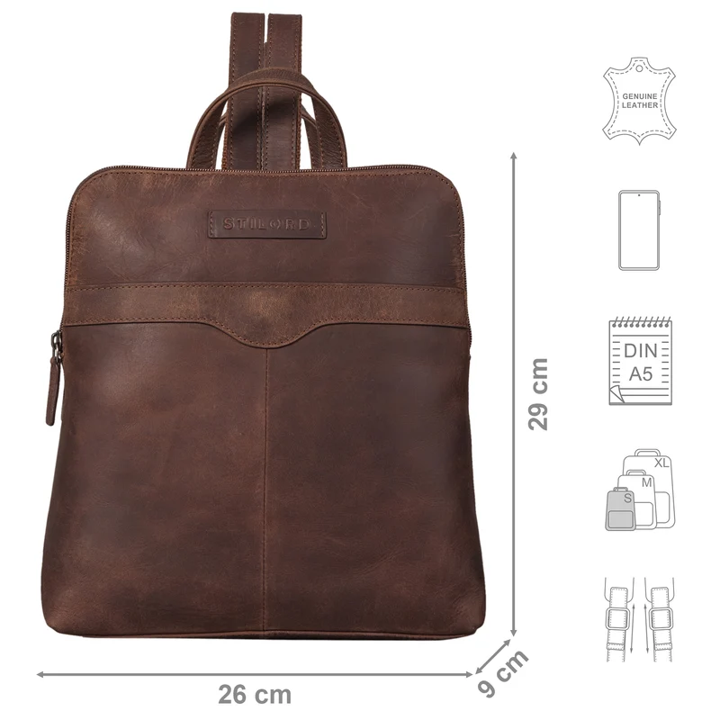 "Heidi" Eleganter Lederrucksack Damen Echtleder klein diebstahlsicher
