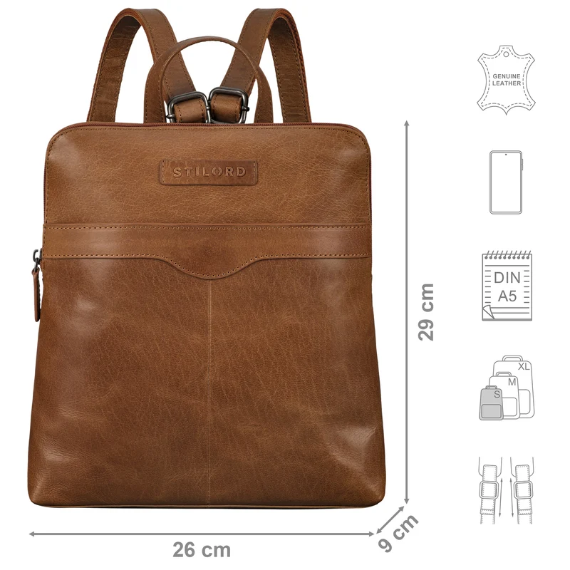 "Heidi" Eleganter Lederrucksack Damen Echtleder klein diebstahlsicher