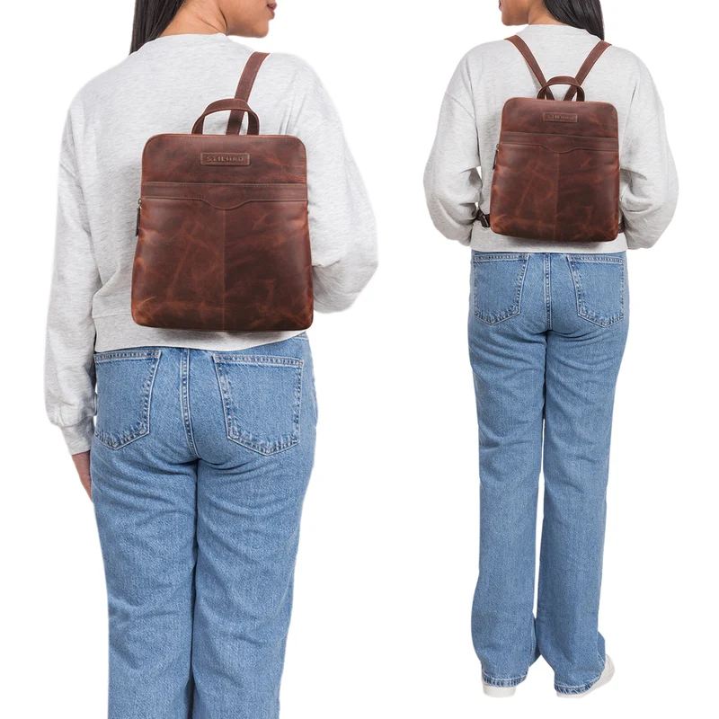 "Heidi" Eleganter Lederrucksack Damen Echtleder klein diebstahlsicher