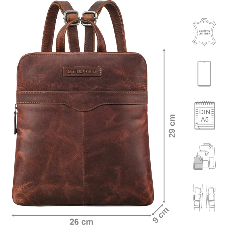 "Heidi" Eleganter Lederrucksack Damen Echtleder klein diebstahlsicher