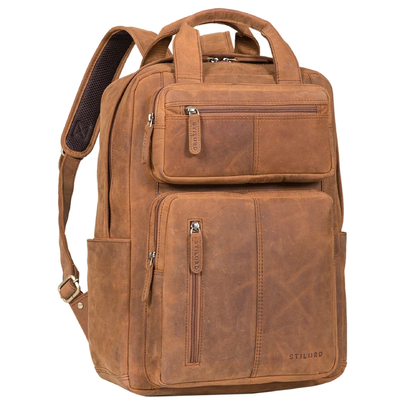 "Amos" Exklusiver Business Lederrucksack mit 17.3 Zoll Laptop-Fach Damen Herren