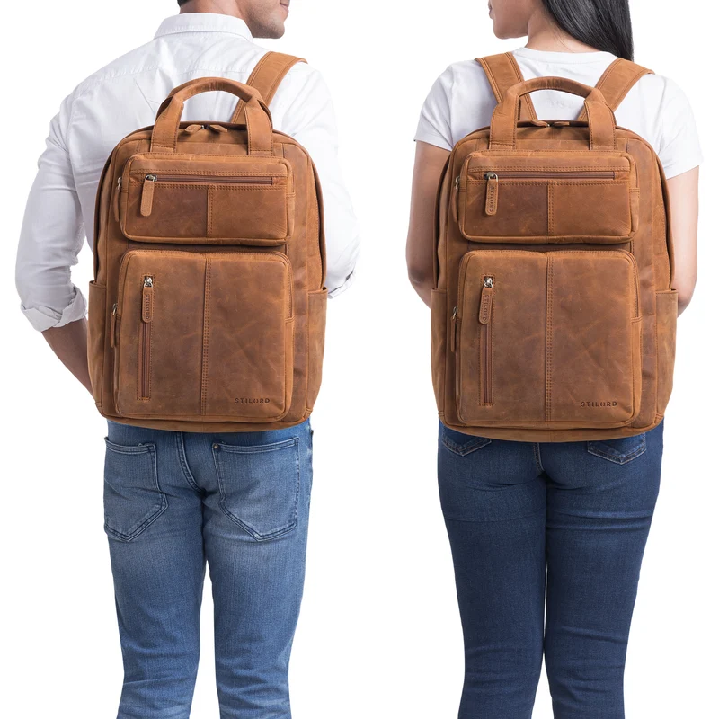 "Amos" Exklusiver Business Lederrucksack mit 17.3 Zoll Laptop-Fach Damen Herren