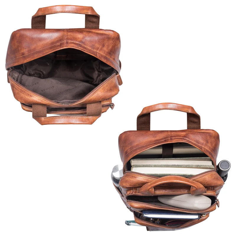 "Amos" Exklusiver Business Lederrucksack mit 17.3 Zoll Laptop-Fach Damen Herren