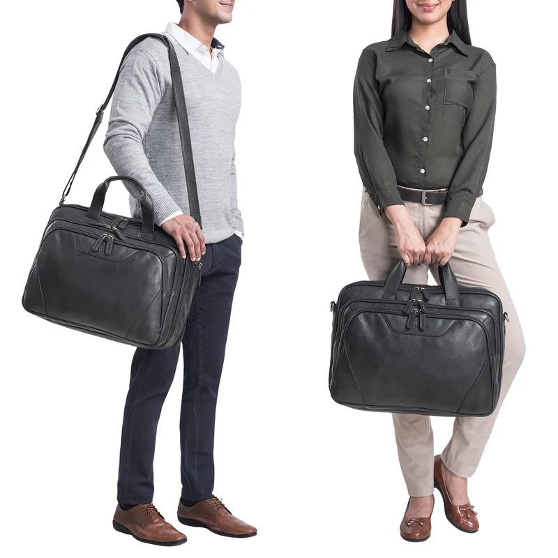 "Ansgar" XL Leder Aktentasche zum Umhängen für Herren und Damen