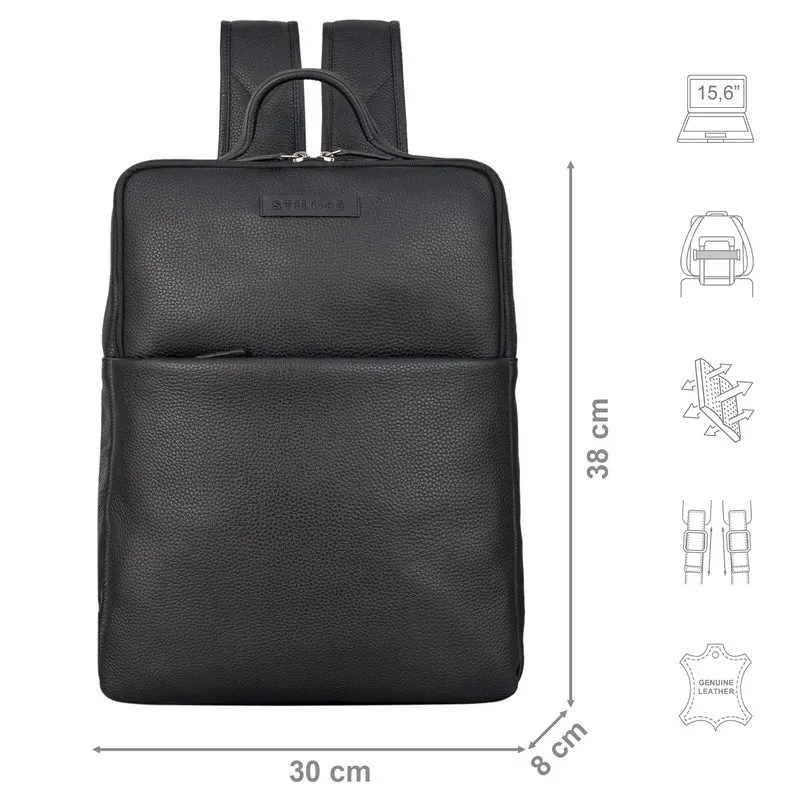"Noé" schmaler Leder Laptoprucksack 14 Zoll im Vintage-Look