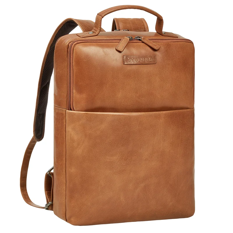 "Noé" schmaler Leder Laptoprucksack 14 Zoll im Vintage-Look