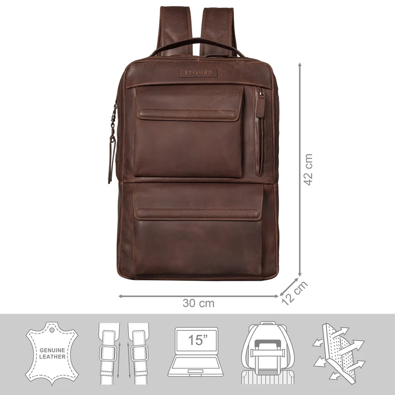 "Egon" Moderner Laptop Rucksack 15 Zoll Leder