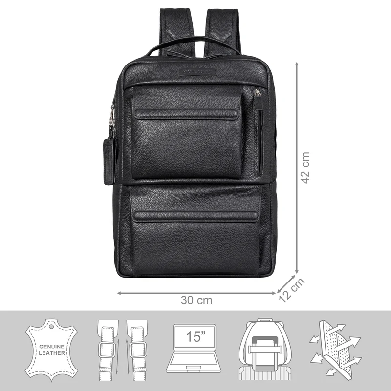 "Egon" Moderner Laptop Rucksack 15 Zoll Leder