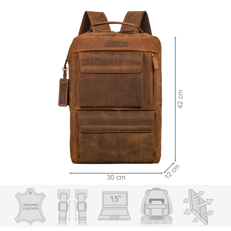 "Egon" Moderner Laptop Rucksack 15 Zoll Leder