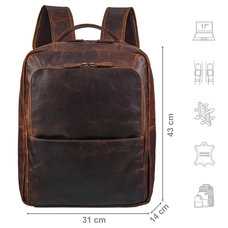"Thomas" Leder Notebook Rucksack 17 Zoll