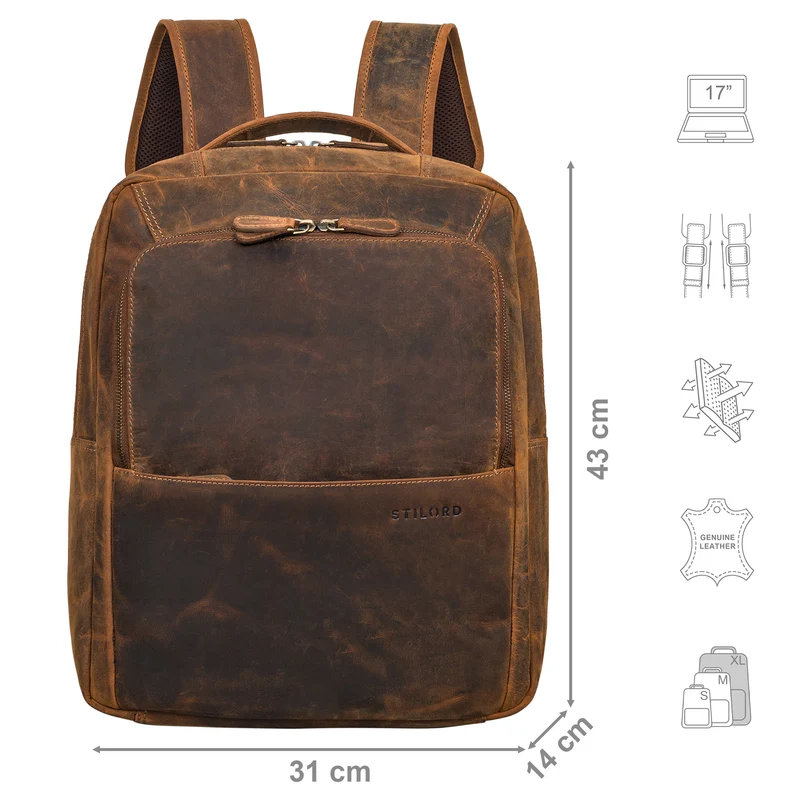 "Thomas" Leder Notebook Rucksack 17 Zoll
