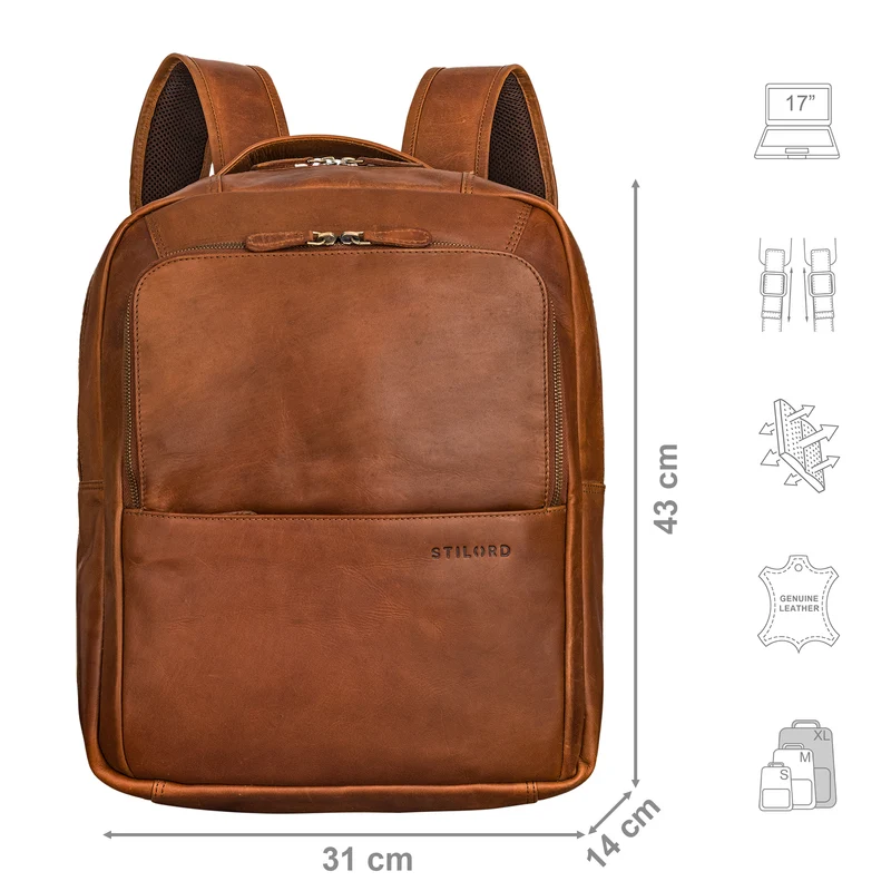 "Thomas" Leder Notebook Rucksack 17 Zoll