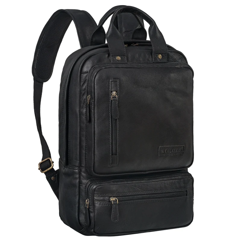 "Trinity" Vintage Laptop Rucksack Leder 15,6 Zoll mit Henkel