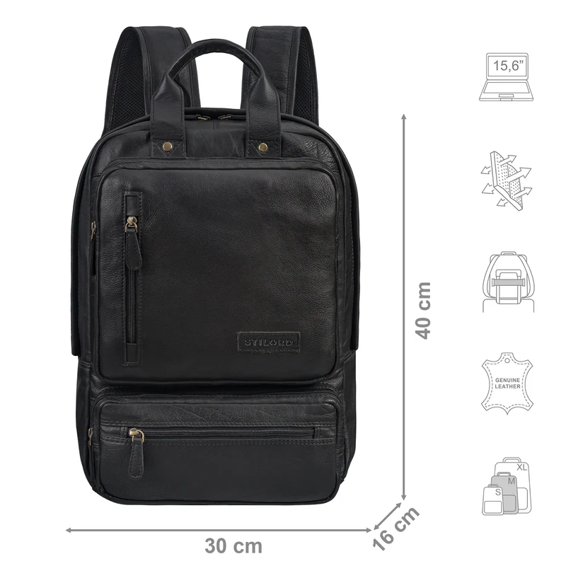 "Trinity" Vintage Laptop Rucksack Leder 15,6 Zoll mit Henkel