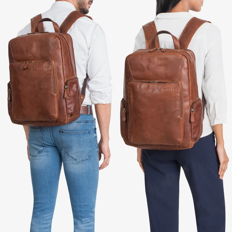 "Werner" Leder-Rucksack mit vielen Fächern Laptop-Fach 15 - 17 Zoll