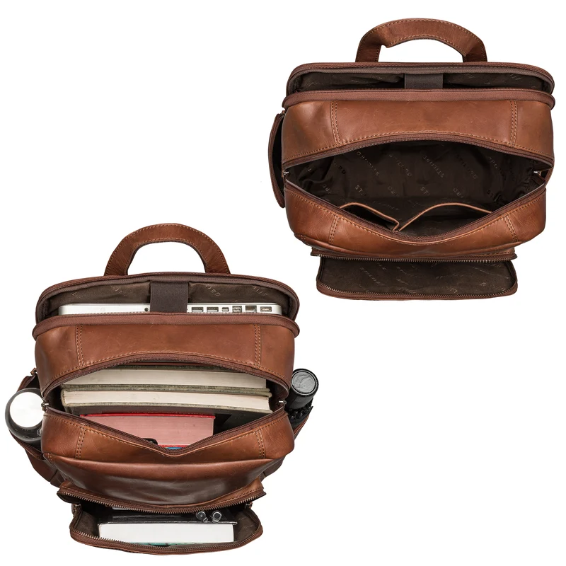 "Werner" Leder-Rucksack mit vielen Fächern Laptop-Fach 15 - 17 Zoll