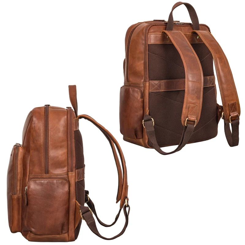 "Werner" Leder-Rucksack mit vielen Fächern Laptop-Fach 15 - 17 Zoll