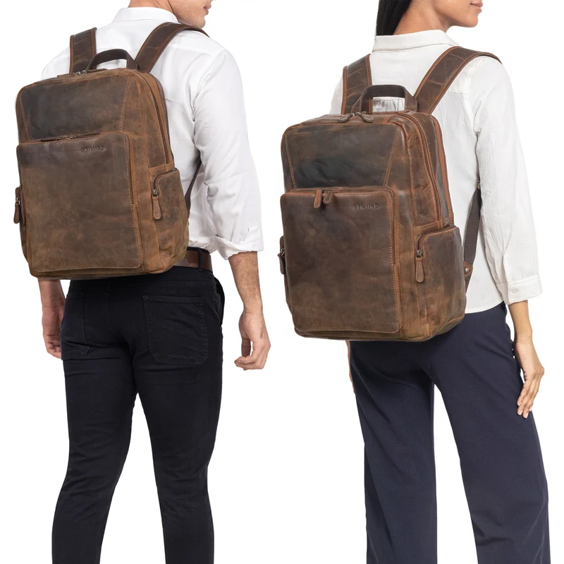 "Werner" Leder-Rucksack mit vielen Fächern Laptop-Fach 15 - 17 Zoll