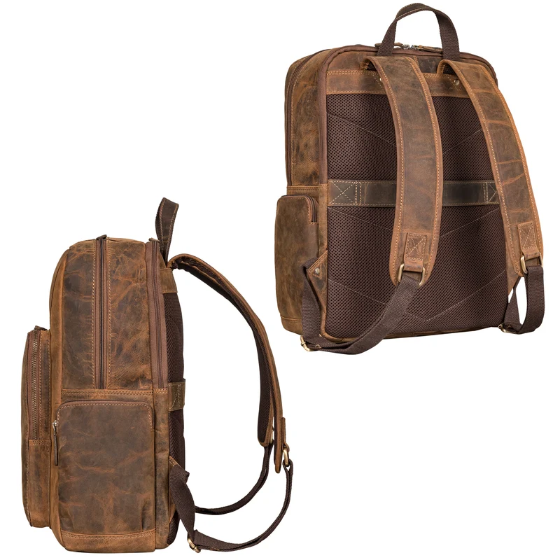"Werner" Leder-Rucksack mit vielen Fächern Laptop-Fach 15 - 17 Zoll