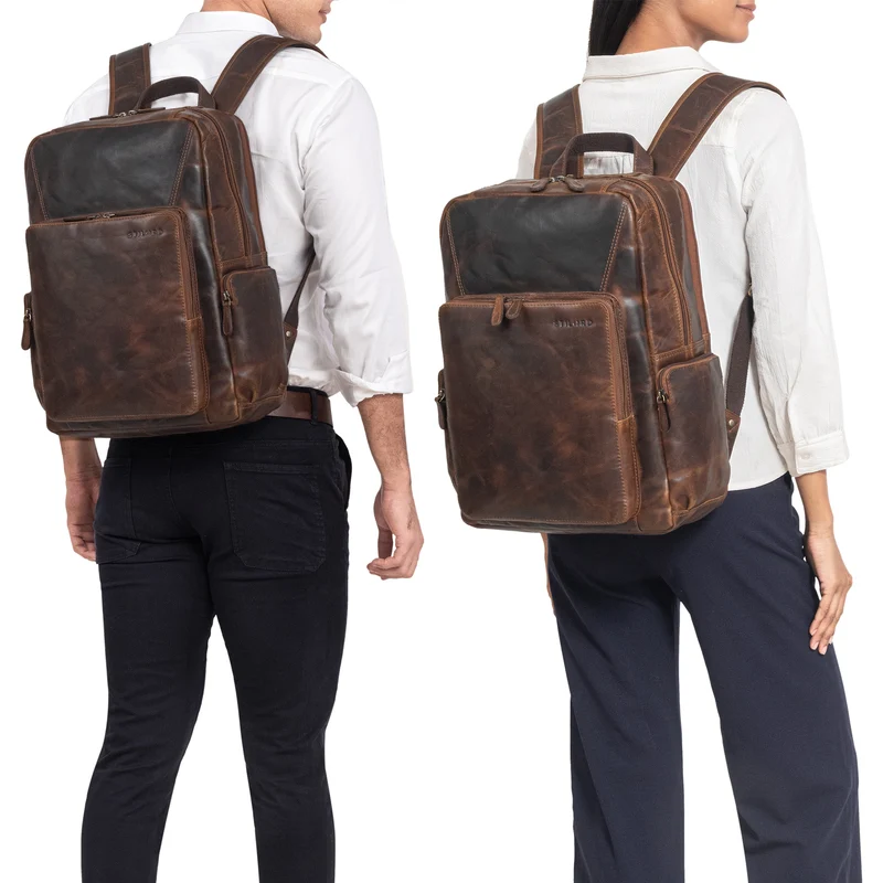 "Werner" Leder-Rucksack mit vielen Fächern Laptop-Fach 15 - 17 Zoll