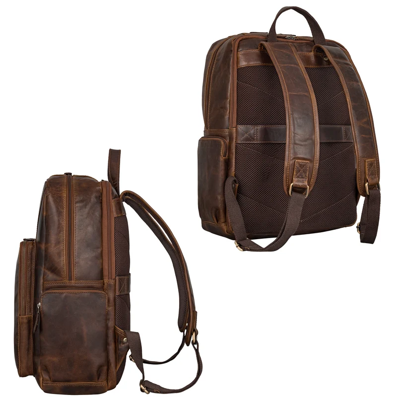 "Werner" Leder-Rucksack mit vielen Fächern Laptop-Fach 15 - 17 Zoll