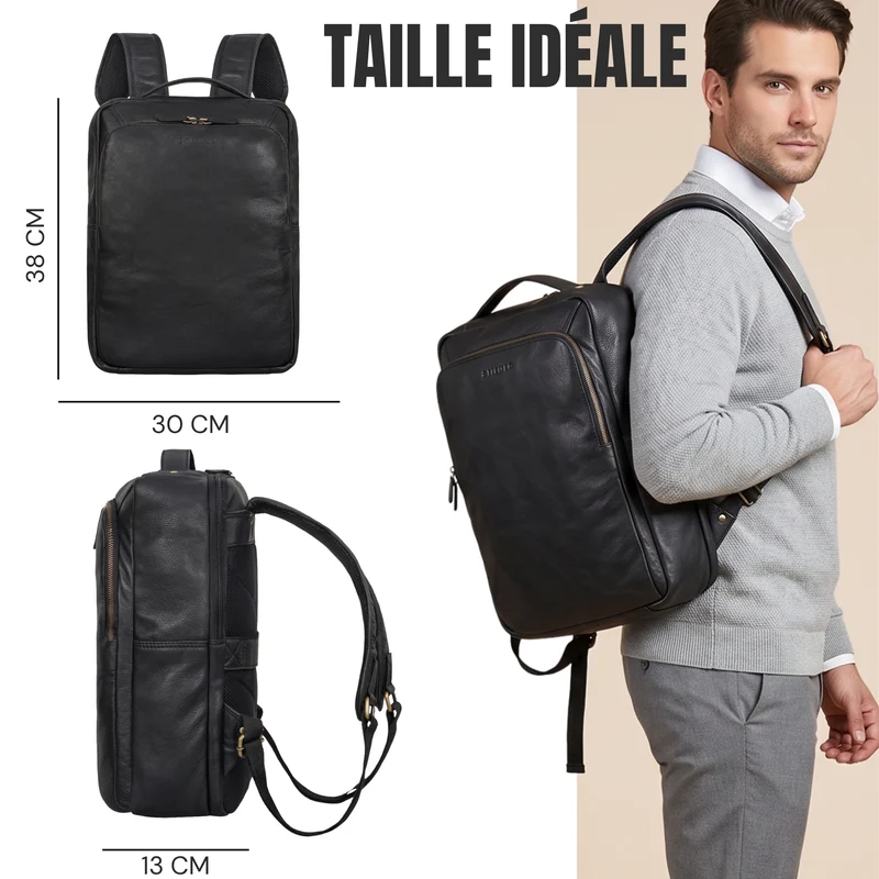 "Martin" Laptop Rucksack Leder 13 bis 14 Zoll für Herren und Damen