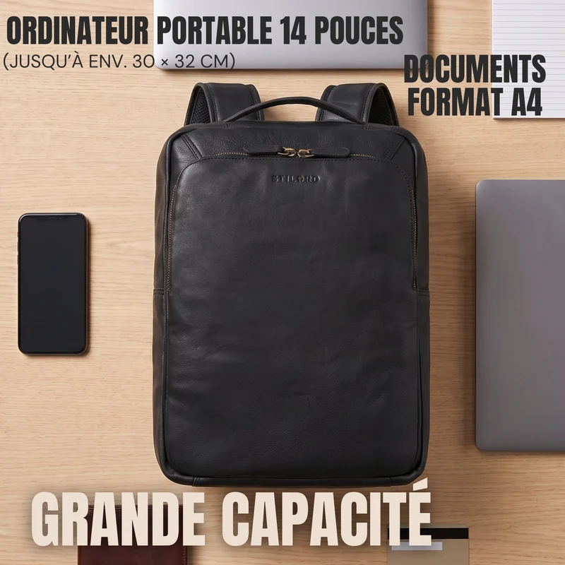 "Martin" Laptop Rucksack Leder 13 bis 14 Zoll für Herren und Damen