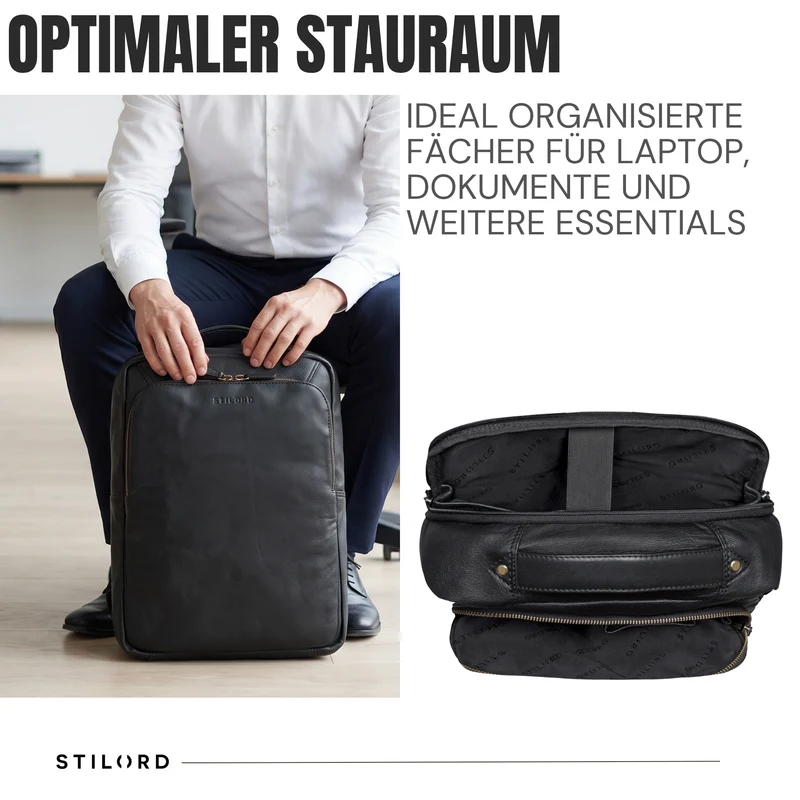 "Martin" Laptop Rucksack Leder 13 bis 14 Zoll für Herren und Damen