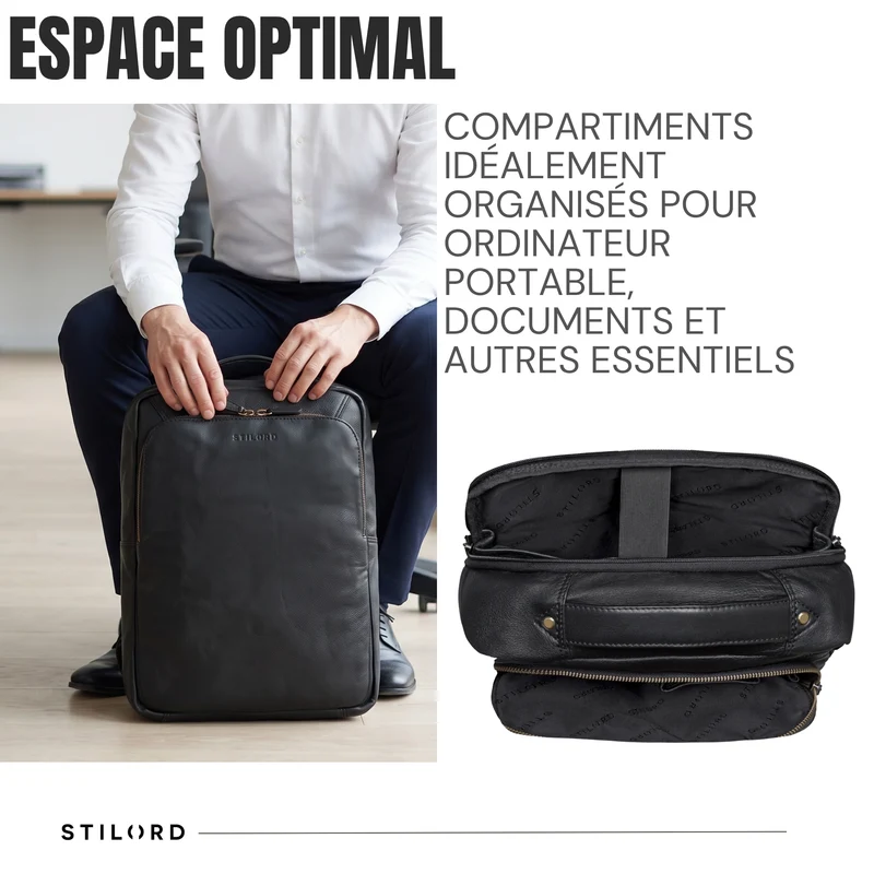 "Martin" Laptop Rucksack Leder 13 bis 14 Zoll für Herren und Damen