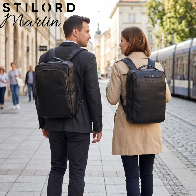 "Martin" Laptop Rucksack Leder 13 bis 14 Zoll für Herren und Damen